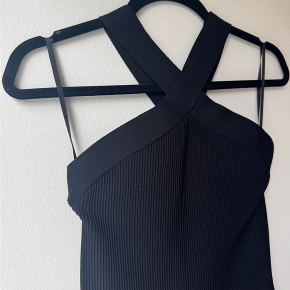 Babaton Dresses & Skirts - Babaton Black Ribbed Cross Neck Cocktail Dress